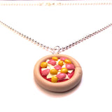 Kitsch Ham and Pineapple Pizza Clay Pendant Necklace
