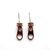 Cool Zip Pull Golden Stud Drop Earrings