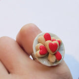 Pretty Kitsch Iced Heart-Shaped Biscuits Plate Clay Ring
