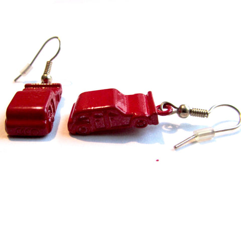 Red Car Vehicle Cast Drop Earrings