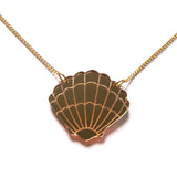 Gorgeous Gold Mirror Acrylic Oyster Shell Pendant Necklace