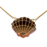Gorgeous Gold Mirror Acrylic Oyster Shell Pendant Necklace