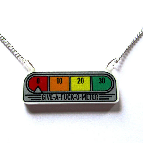 Zero 'Give a Fuck-o-Meter' Fun Acrylic Pendant Necklace