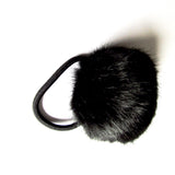 Black Fluffy Large Pom Pom Faux Fur Ball Hairband Tie