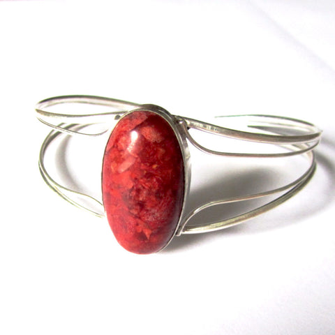 Pretty Silver Semi-Precious Stone Bangle