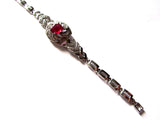 Stunning Stone Studded Ruby Silver Statement Bracelet