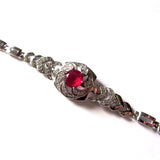 Stunning Stone Studded Ruby Silver Statement Bracelet