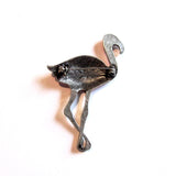 Coolly Kitsch Hot Pink Flamingo Silvery Fashion Brooch