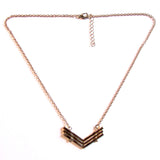 Edgy Elegant Multi Chevron V Golden Pendant Necklace