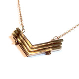 Edgy Elegant Multi Chevron V Golden Pendant Necklace