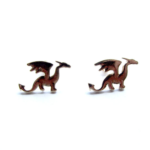 Golden Winged Dragon Ditsy Stud Earrings