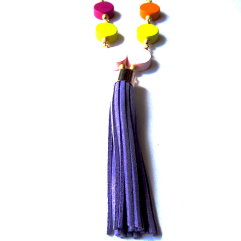 Bright Colourful Beads Statement Tassel Summer Fashion Necklace
