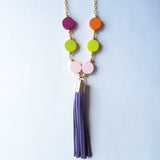 Bright Colourful Beads Statement Tassel Summer Fashion Necklace