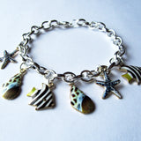 Gorgeous Sea Shell Fish Marine Theme Charm Bracelet