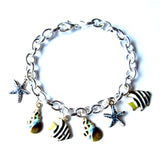 Gorgeous Sea Shell Fish Marine Theme Charm Bracelet
