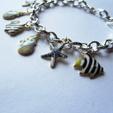 Gorgeous Sea Shell Fish Marine Theme Charm Bracelet