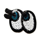 DIY Fashion Sequin Blue Eyes Iron On Patch – SMALL