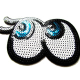 DIY Fashion Sequin Blue Eyes Iron On Patch – MEDIUM