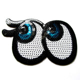 DIY Fashion Sequin Blue Eyes Iron On Patch – LARGE