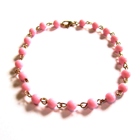 Pretty Pink Beads Summer Anklet
