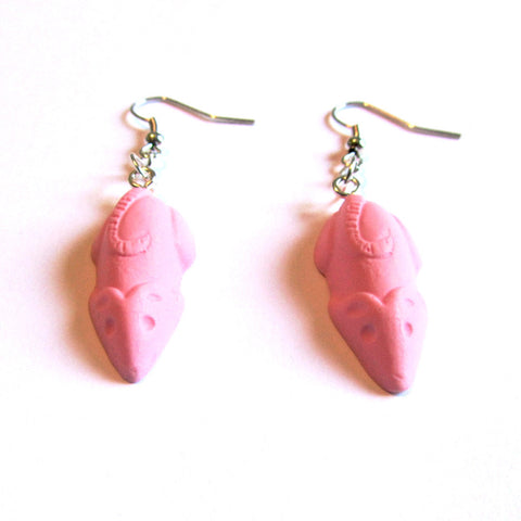 Kitsch Pink Mice Faux Sweets Drop Earrings