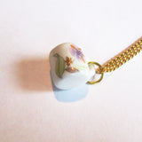 Dainty China Tea Cup Mug Pink Pattern Pendant Necklace