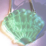 Gorgeous Clear Green Mermaid in Disguise Scallop Shell Acrylic Necklace