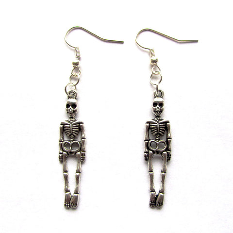 Spike the Skeleton Rock Goth Metal Drop Earrings