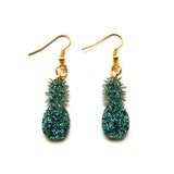 Gorgeous Glitter Green Pineapple Acrylic Drop Earrings