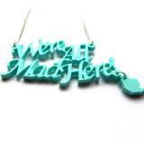 Wonderland 'We're All Mad Here' Peppermint Acrylic Word Necklace