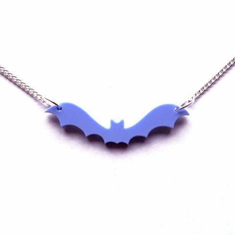 Classic Flying Bat Gothic Lilac-Blue Pendant Necklace