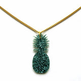 Gorgeous Glitter Green Pineapple Acrylic Pendant Necklace