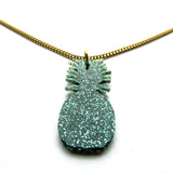 Gorgeous Glitter Green Pineapple Acrylic Pendant Necklace