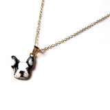 Quirky Black & White Dog Face Ditsy Pendant Necklace