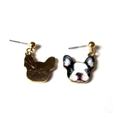 Quirky Black & White Dog Face Ditsy Drop Earrings