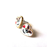 Adorable Ditsy Puppy Dog Heart Stud Earrings