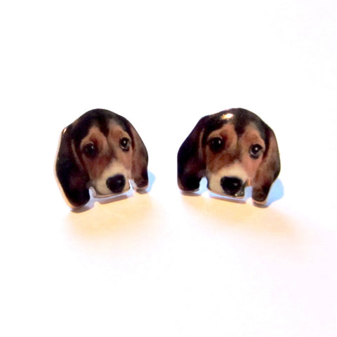 Lovable Ditsy Puppy Dog Face Stud Earrings
