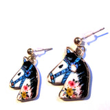 Colourful Kitsch Painted Fairground Horse Head Earrings – Blue
