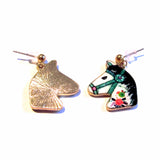 Colourful Kitsch Painted Fairground Horse Head Earrings – Green