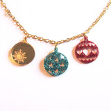 Glittering Green Red Golden Sparkle Christmas Baubles Charm Necklace