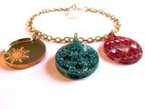 Glittering Green Red Golden Sparkle Christmas Baubles Charm Bracelet