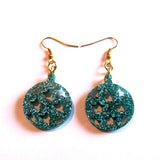 Gorgeous Glitter Green Stars Bauble Christmas Drop Earrings