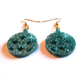 Gorgeous Glitter Green Stars Bauble Christmas Drop Earrings