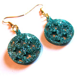 Gorgeous Glitter Green Stars Bauble Christmas Drop Earrings
