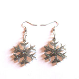 Sparkling Snowflake Glitter Christmas Drop Earrings