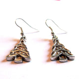 Dinky Silver Christmas Tree Drop Earrings