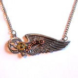 Stunning Steampunk Winged Cogs Multi-tone Necklace