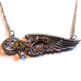 Stunning Steampunk Winged Cogs Multi-tone Necklace