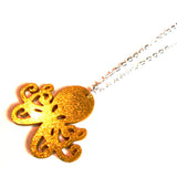 Sparkly Kitsch Gold Glitter Octopus Acrylic Necklace