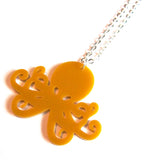 Sparkly Kitsch Gold Glitter Octopus Acrylic Necklace